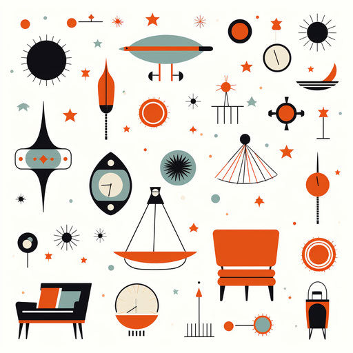 Retro clipart in the style of Minimalist, on white background