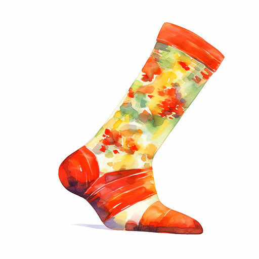 Christmas socks clipart in the style of Oil painting
