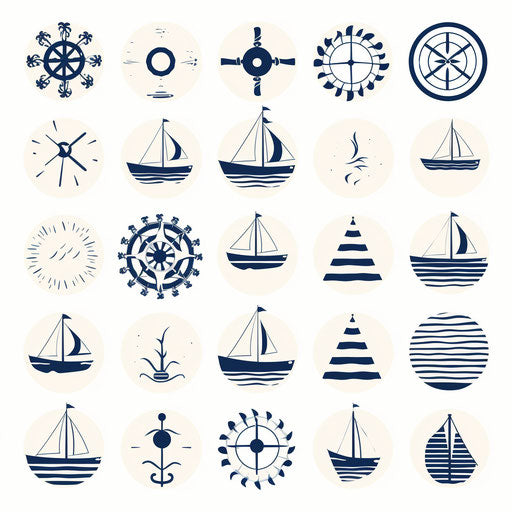 Nautical clipart in Minimalist style, on white background