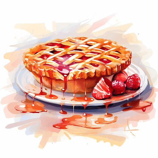 Pie illustration in the style of Impressionistic Art, on a white background