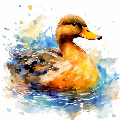 Duck in Impressionistic Art style on white background