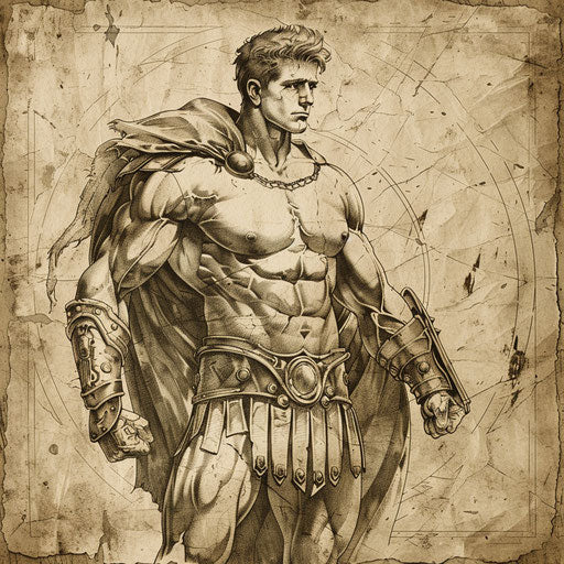 Classic tattoo sketch of Hercules in Roman armor