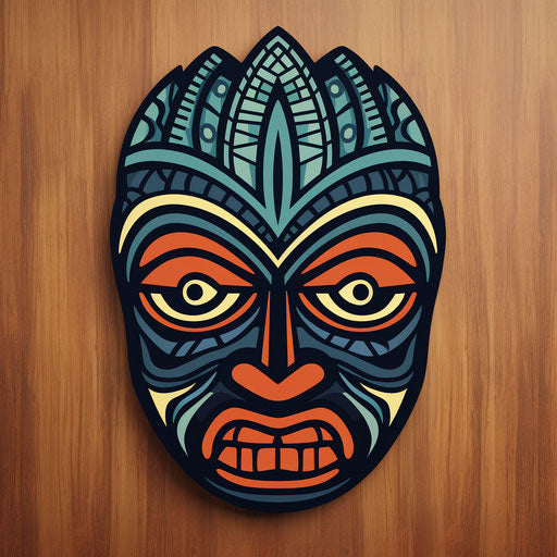Tribal mask cute stickers in creative commons attribution style