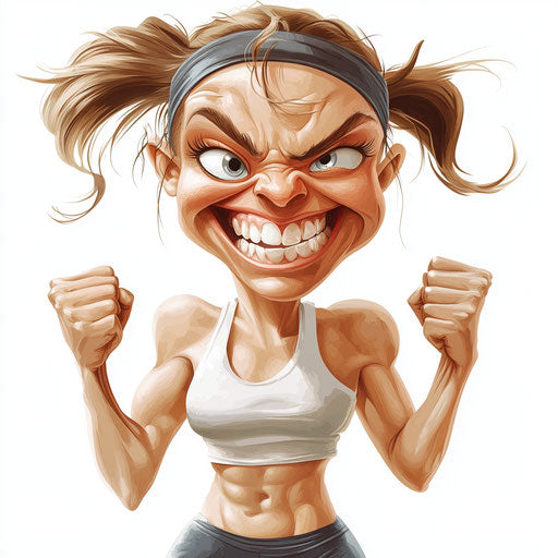 Humorous caricature of a fitness clipart with exaggerated human characteristics