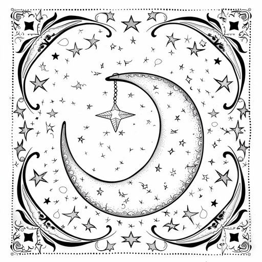 A peaceful Ramadan night with a crescent moon and stars