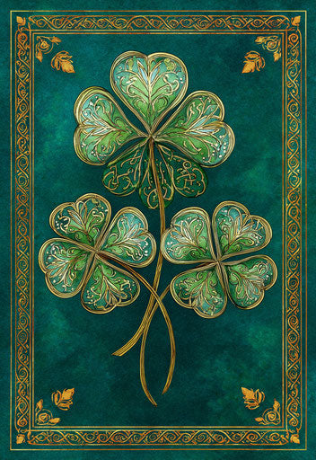 Celtic knot design featuring three clover leaves