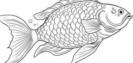 Coloring page featuring a carp fish in primitivist style