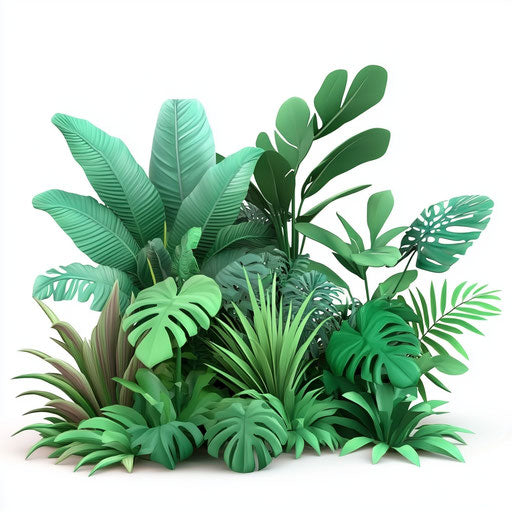 3D jungle on flat white background