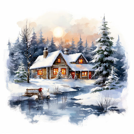 Christmas clipart images in the style of Oil painting, on a white background