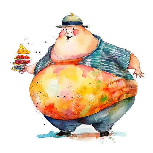 Obesity clipart in the style of Impressionistic Art, on white background