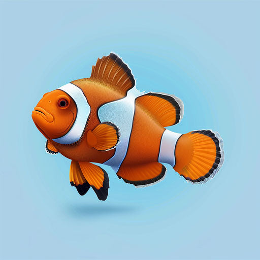 Photo-realistic clownfish clipart with flat random background