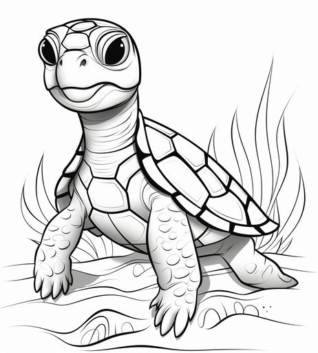 Baby turtle coloring page photo 10, precise, geometric, puristic style 26:29
