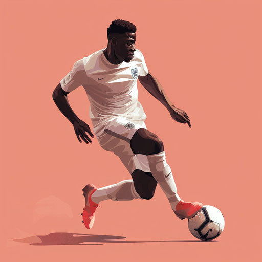 Realistic soccer player on dusky rose background