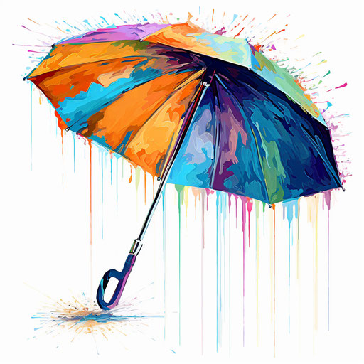 Umbrella in Impressionistic Art style, on white background