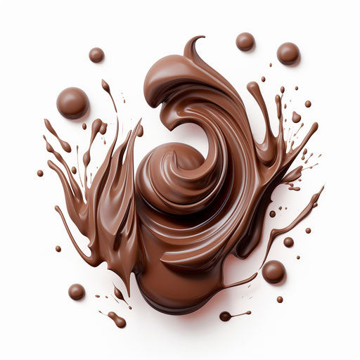Chocolate artwork in the Chiaroscuro Art style, on white background