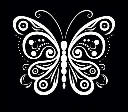 Black and white butterfly ornament in art deco style