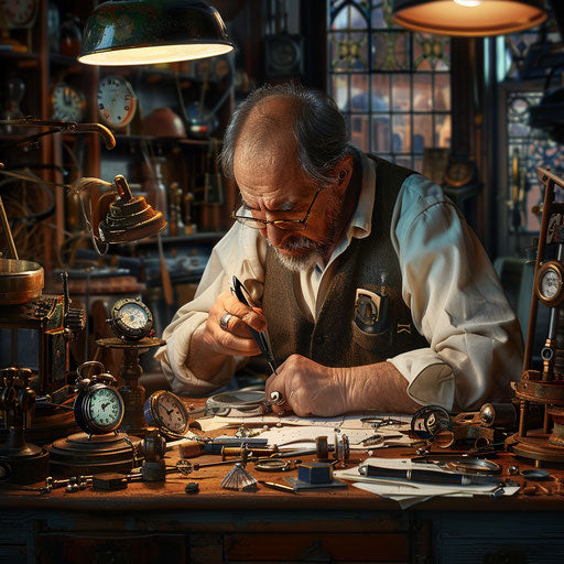 Watchmaker's meticulous work in studio