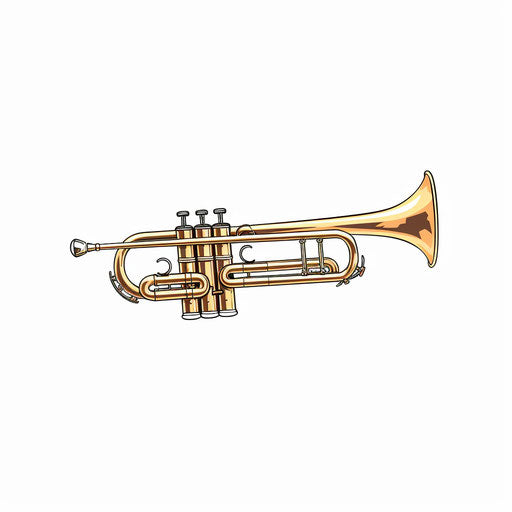 Minimalist style trumpet illustration, on white background
