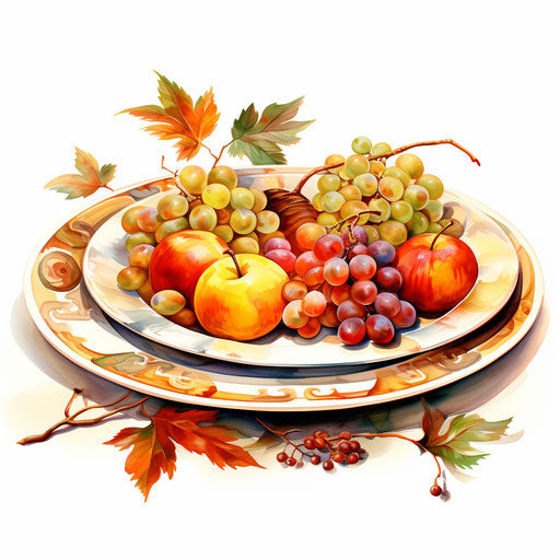 Plate in the style of oil painting, on a white background