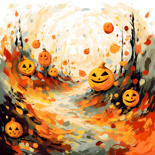 Happy Halloween clipart in the style of Impressionistic Art on white background