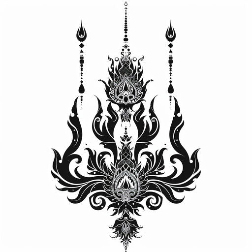 Classic flat style of traditional Thai tattoo sketch