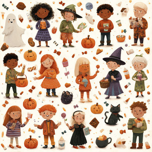 Joyful and Festive Halloween Treats on Bright Background
