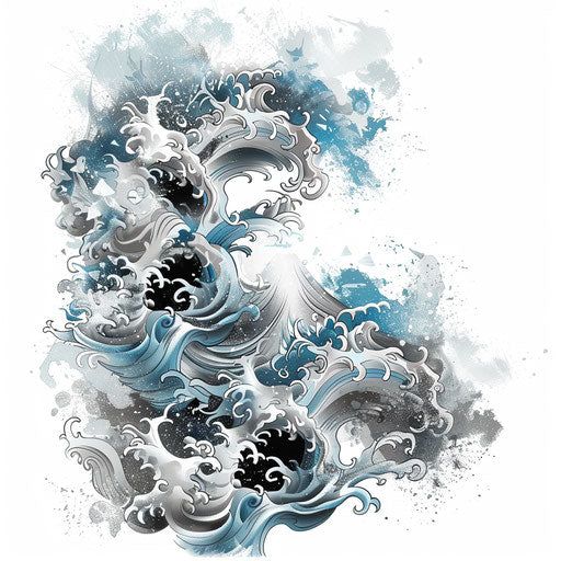 Elegant sketch of a Japanese wave in clipart style