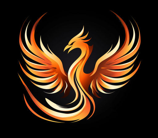 Phoenix logo | firebird, dragoncore style, light orange