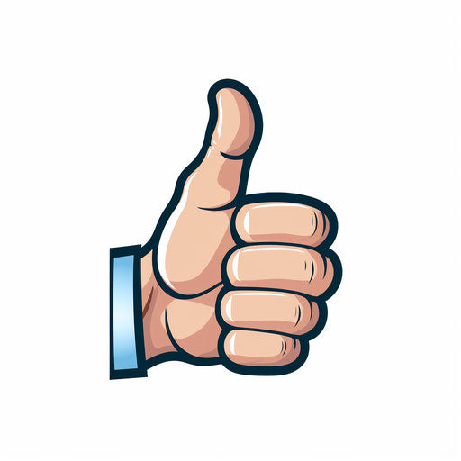 Minimalist thumbs up clipart, on white background
