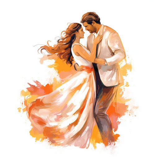 Impressionistic Hindu wedding clipart on white background