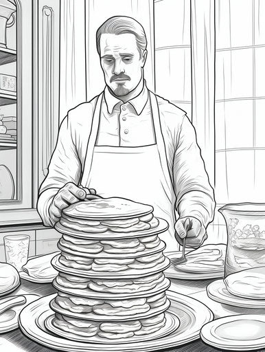 Group of pancakes on a plate coloring