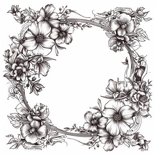 Vintage floral frame with delicate blooms and ornate borders