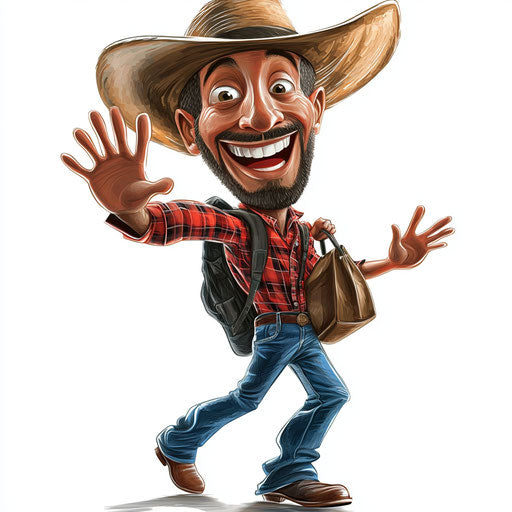 Humorous caricature of a western clipart with human features