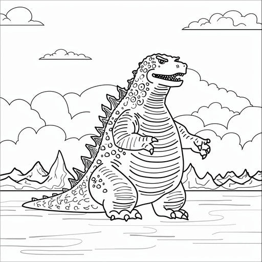 A simple and cute Godzilla by the sea