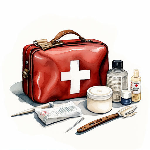 First aid clipart in the style of Oil painting, on a white background