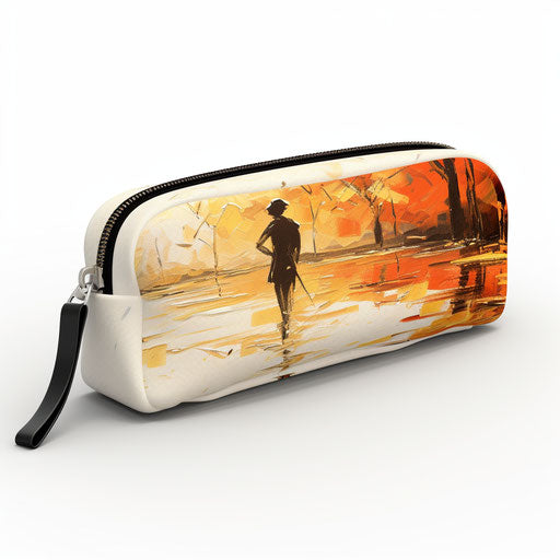 Pencil case clipart in the style of Impressionistic Art, on a white background