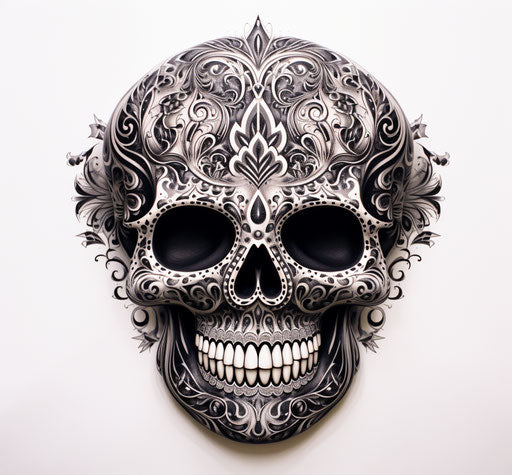 Captivating sugar skull in pen and ink, ornate style 29:27