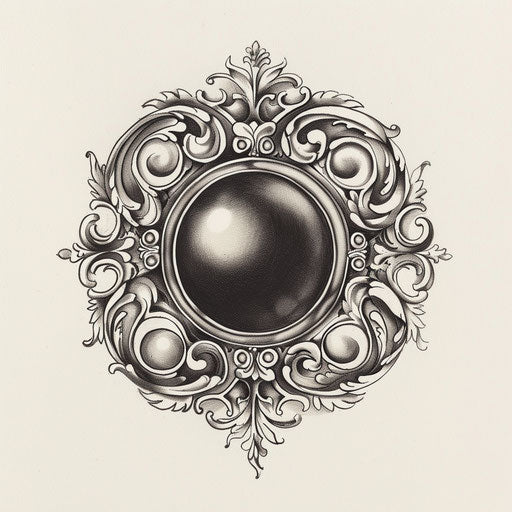 Black pearl with swirling silver filigree