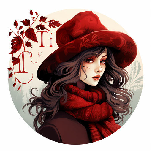 January illustration in the style of Chiaroscuro Art, on a white background