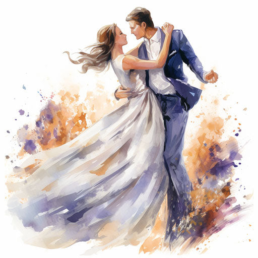 Wedding card in Impressionistic Art style on white background