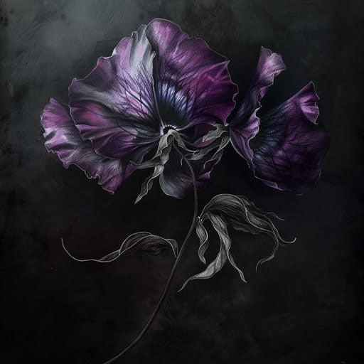 Gothic style tattoo sketch of a sweet pea