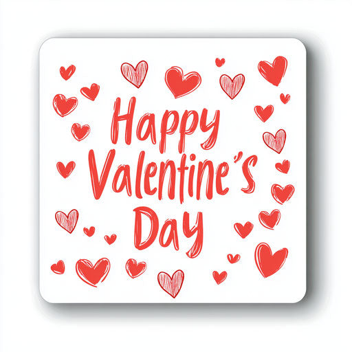 Happy Valentine's Day with hearts and cute text