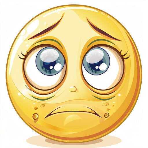 An emotion with sad eyes, detailed cartoonish style