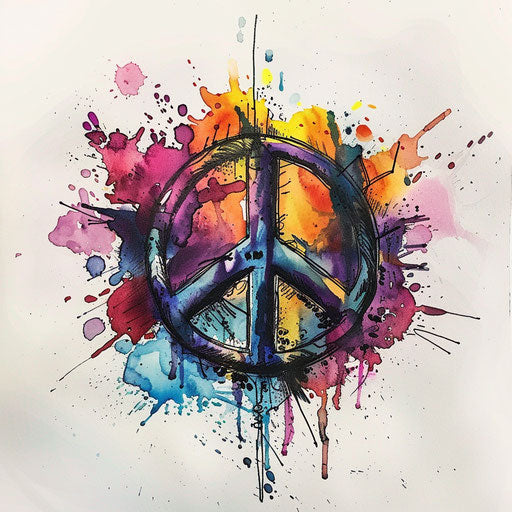 Artistic peace tattoo sketch in flat style