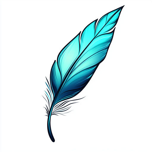 Small turquoise feather cute tattoo sketch