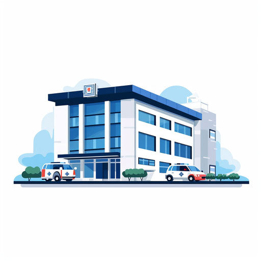 Minimalist police station clipart on white background