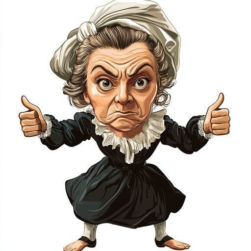 Humorous caricature of a Charlotte Corday clipart with human traits