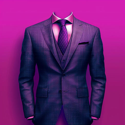 Tailor on bright magenta background with detailed textures