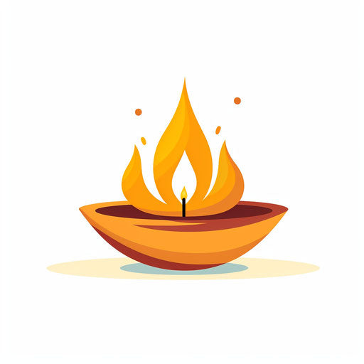 Diya clipart in Minimalist style, on white background