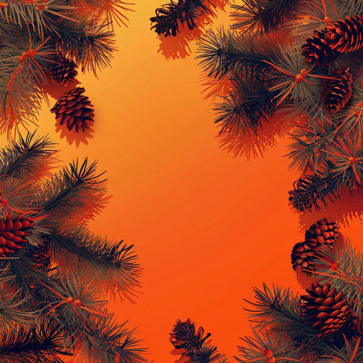 Realistic Christmas border on sunset orange background